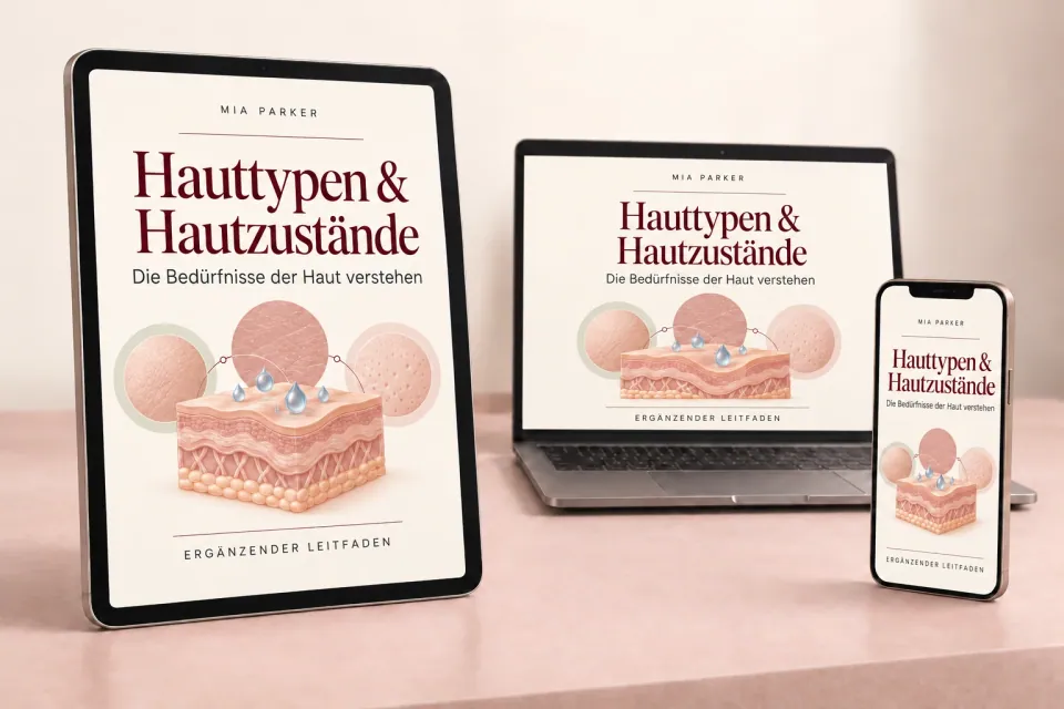 Produktansicht des Leitfadens: Hauttypen und Hautzustände verstehen auf Tablet, Computer und Smartphone